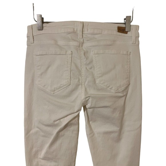 Paige Verdugo Ankle White Mid Rise Distressed Stretchy Skinny Jeans - Size 29 - Picture 5 of 7